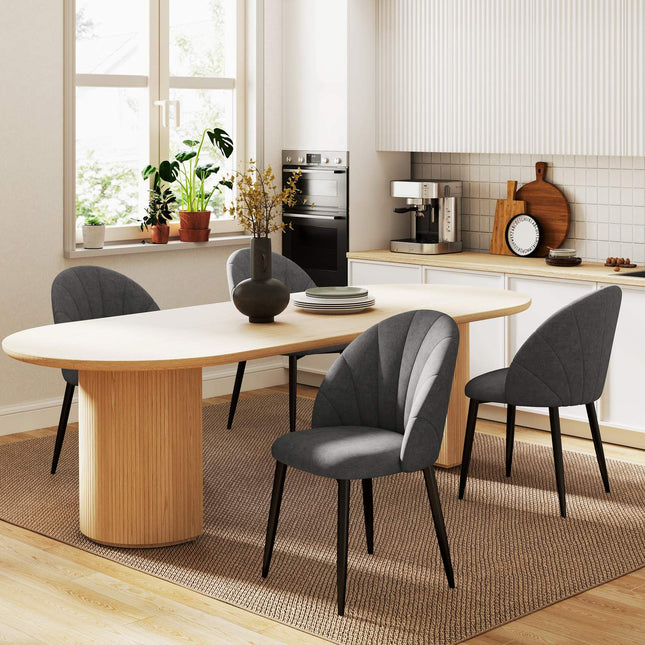 Lot de 4 chaises de salle à manger ergonomiques en velours, gris foncé