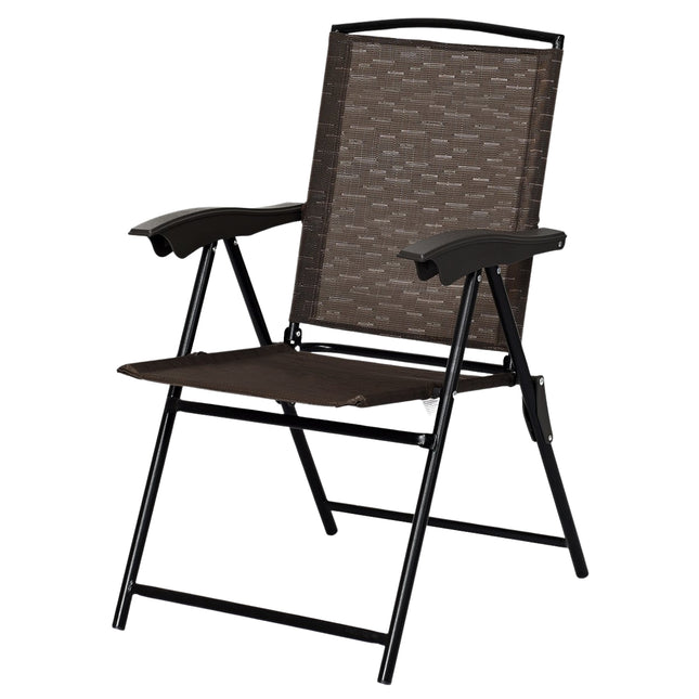 Lot de 4 chaises pliantes, chaises de jardin à dossier haut, chaises pliantes, 69 x 54 cm x 90 cm, marron