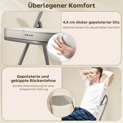 Klappstühle 4er-Set, Cordbezug, Metallgestell