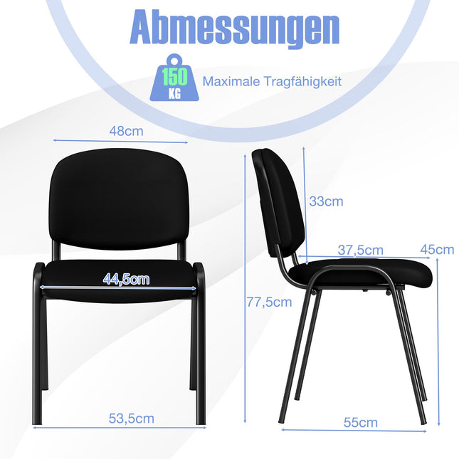 Set aus 5 schwarzen, stapelbaren Empfangsstühlen mit ergonomischer Unterstützung