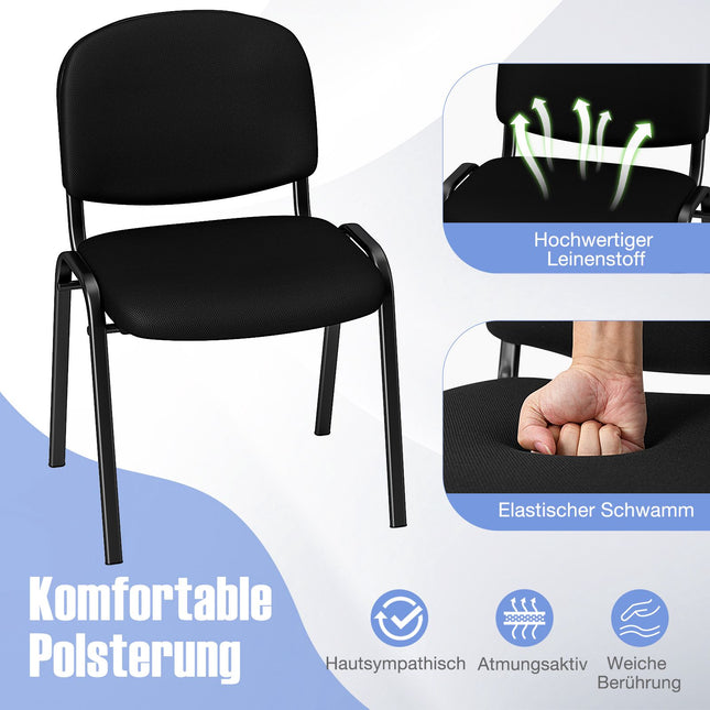 Set aus 5 schwarzen, stapelbaren Empfangsstühlen mit ergonomischer Unterstützung