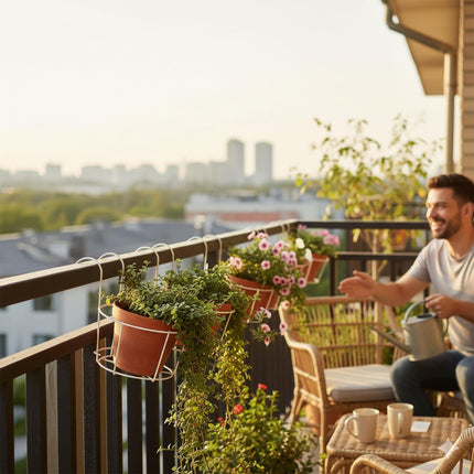 Ensemble de 6 jardinières suspendues avec crochets pour balcon
