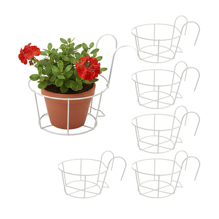 Ensemble de 6 jardinières suspendues avec crochets pour balcon
