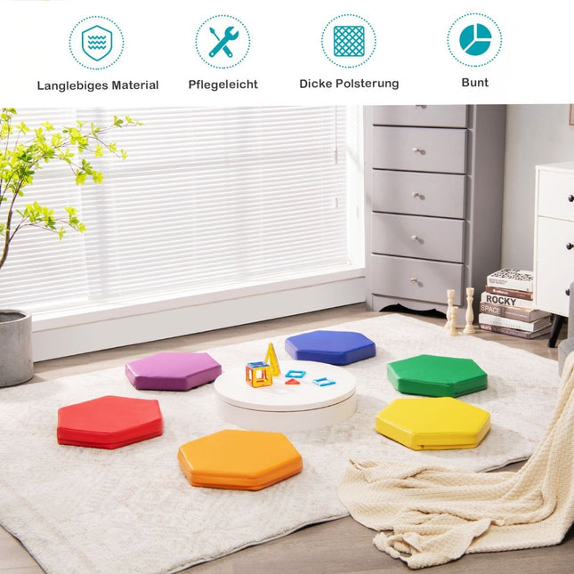 Lot de 6 coussins de chaise enfant avec poignée et fermeture éclair, coussin d'assise, réhausseur, coussin principal, coloré