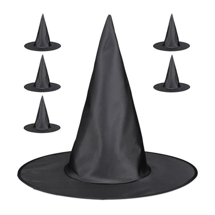 6er Set Hexenhüte in Schwarz