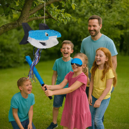 Piñata requin avec bâton et masque pour fêtes
