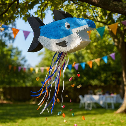 Piñata requin avec bâton et masque pour fêtes