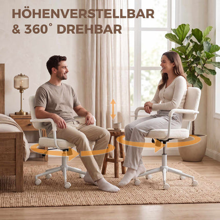 Sherpa Fleece Office Chair with Swivel and Tilt, Height Adjustable, Cream White