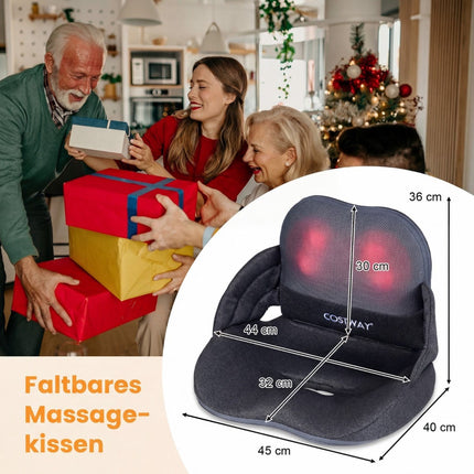 Appareil de massage dorsal Shiatsu avec fonction chauffante et coussin pliable