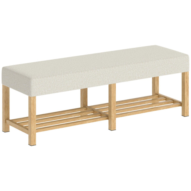 Banc à chaussures avec coussin, en bois d'hévéa, 140 cm, capacité de charge 220 kg