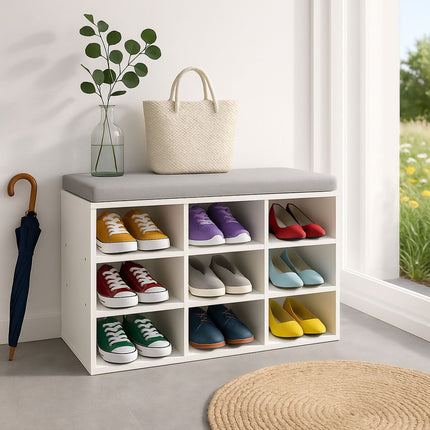 Schuhbank mit gepolstertem Sitz und Staufächern