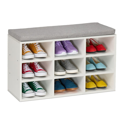 Schuhbank mit gepolstertem Sitz und Staufächern
