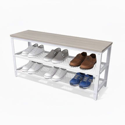 Banc à chaussures avec siège et 2 étagères pour entrée