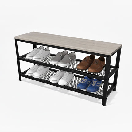 Banc à chaussures avec siège et 2 étagères pour entrée