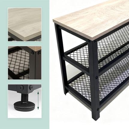 Banc à chaussures avec siège et 2 étagères pour entrée