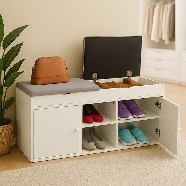 Schuhbank mit Stauraum und aufklappbarer Sitzfläche