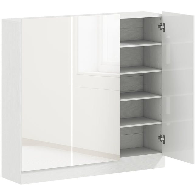 Meuble à chaussures, 10 étagères, ventilation, fermeture amortie, bois blanc