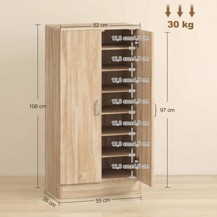 Meuble à chaussures, 2 portes, étagères réglables, peut contenir 14 paires