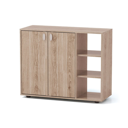 Meuble à chaussures à 2 portes et étagères réglables, naturel