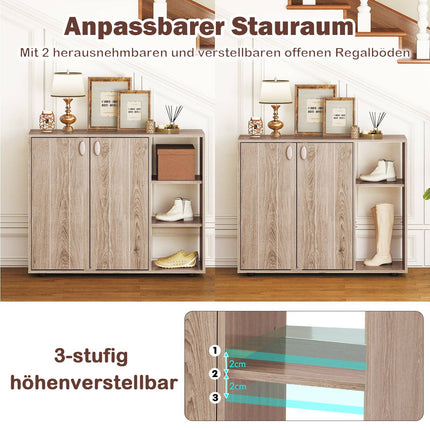 Meuble à chaussures à 2 portes et étagères réglables, naturel