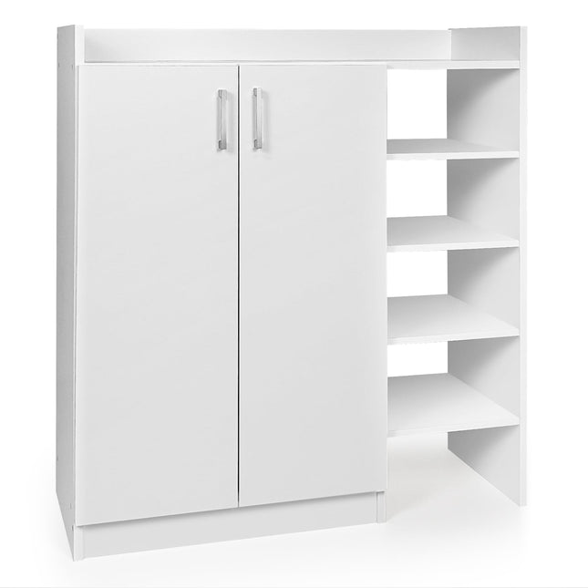 Meuble à chaussures avec étagères réglables et 2 portes, blanc