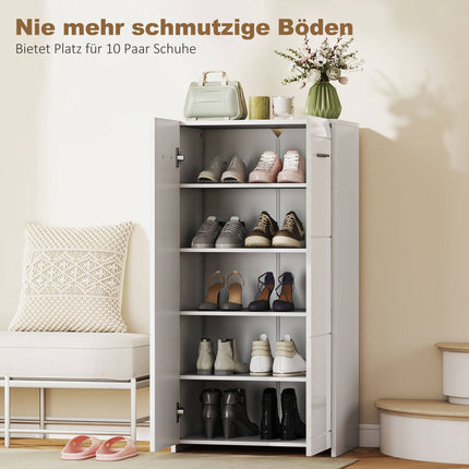 Meuble à chaussures avec étagères réglables, blanc brillant, peut contenir 10 paires