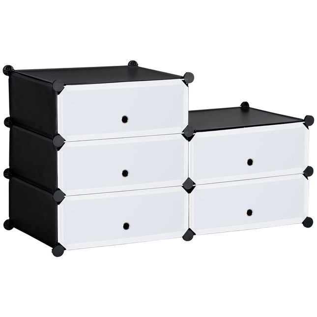 Étagère à chaussures en plastique pour 6 paires de chaussures, boîte à chaussures pour couloir, étagère de rangement pour chaussures, noir + blanc, 49 x 36,5 x 108 cm Aosom