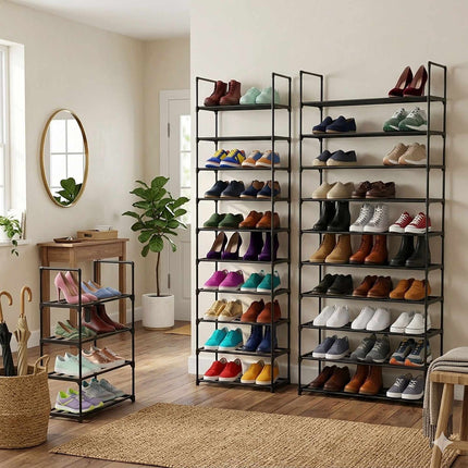 Étagère à chaussures mince en métal, fixation par clips sans outil pour couloir