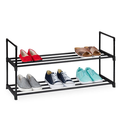 Étagère à chaussures, structure métallique empilable avec étagères en plastique