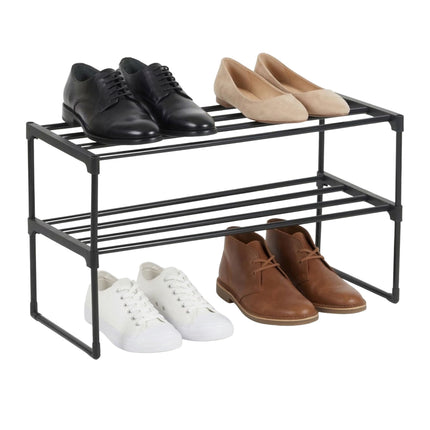 Étagère à chaussures avec structure métallique et étagères empilables en plastique