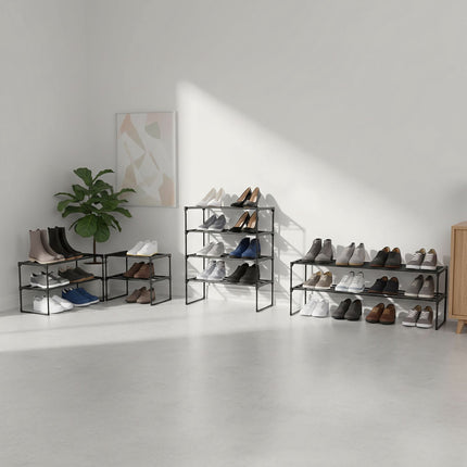 Étagère à chaussures avec structure métallique et étagères empilables en plastique