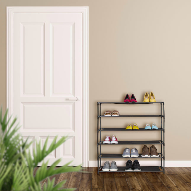 Schuhregal mit Stoffablagen, platzsparendes Design