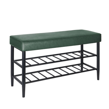 Banc de rangement pour chaussures, simili cuir, 2 étagères