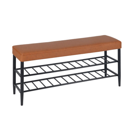 Banc de rangement pour chaussures, simili cuir, 2 étagères