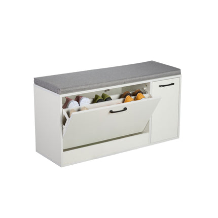 Banc de rangement à chaussures avec siège rembourré et placard