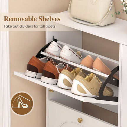 Meuble à chaussures avec 4 tiroirs rabattables, blanc