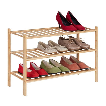 Étagère à chaussures en bambou 3 niveaux empilable