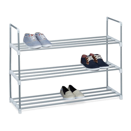 Étagère à chaussures en métal argenté