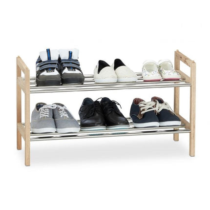 Étagère à chaussures empilable en noyer