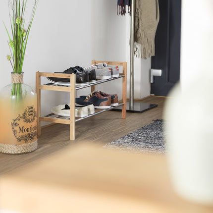 Étagère à chaussures empilable en noyer