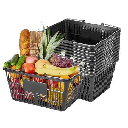 Shopping Baskets, 12 Pack, 21L Stackable PE with Handles