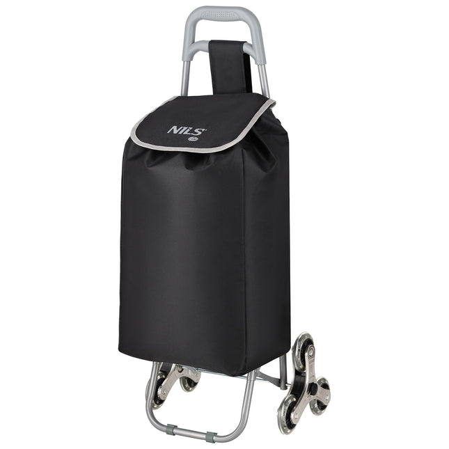 Chariot de courses 40 L, noir, pliable