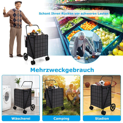 Chariot de courses avec doublure Oxford, capacité de 120 L, pliable
