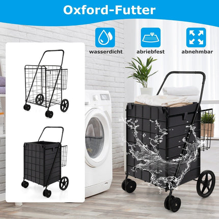 Chariot de courses avec doublure Oxford, capacité de 120 L, pliable