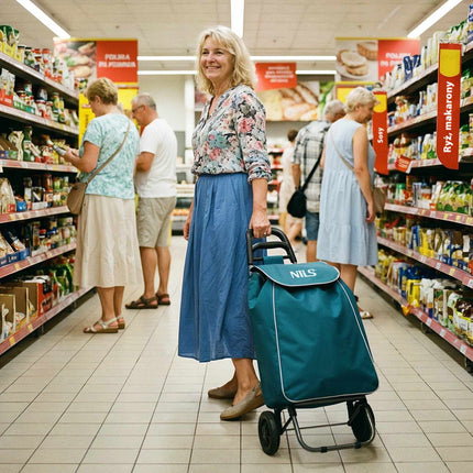 Einkaufstrolley 40L, isoliert, zusammenklappbar, Türkis