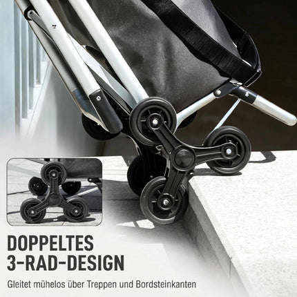 Chariot de courses, sac Oxford 40 L, modèle à 3 roues, gris foncé