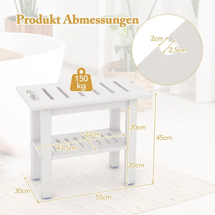 Duschhocker, wasserdichtes HDPE mit Griff & Ablage, 150 kg Tragkraft