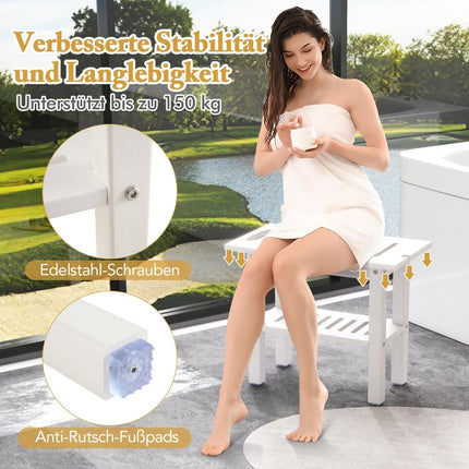 Duschhocker, wasserdichtes HDPE mit Griff & Ablage, 150 kg Tragkraft