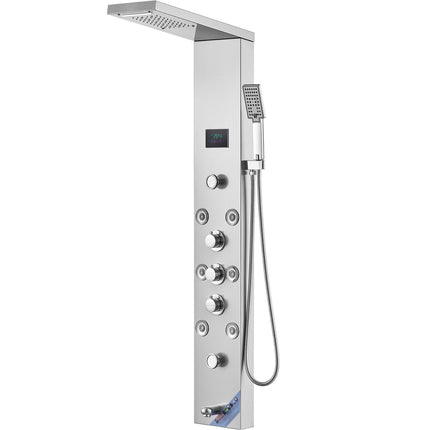Shower Panel System, 6 Modes, LED Display, 304 Stainless