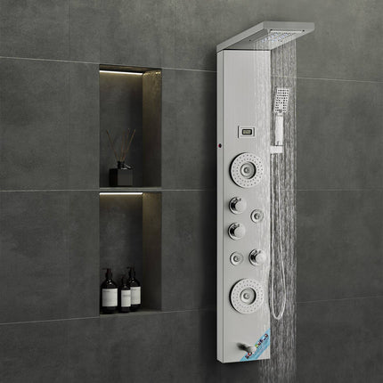Shower Panel System, 6 Modes, LED Display, Stainless Steel